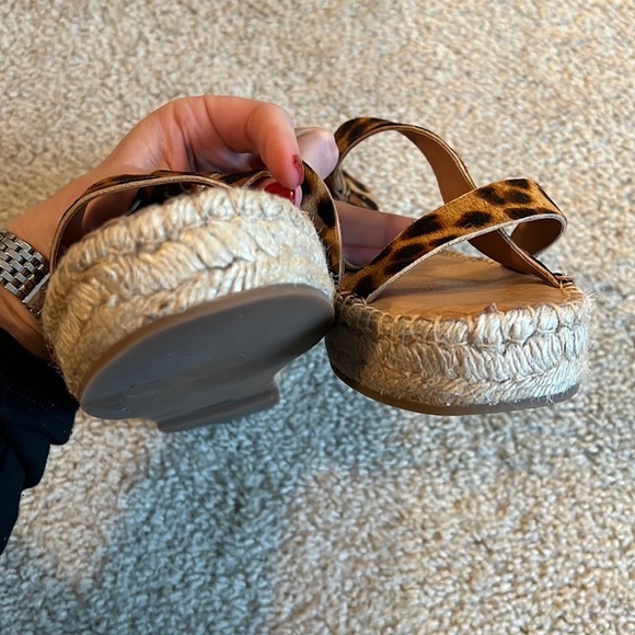 Madewell asymmetrical Espadrille Sandals Calf hair leopard black brown shoe 10 - Picture 9 of 10